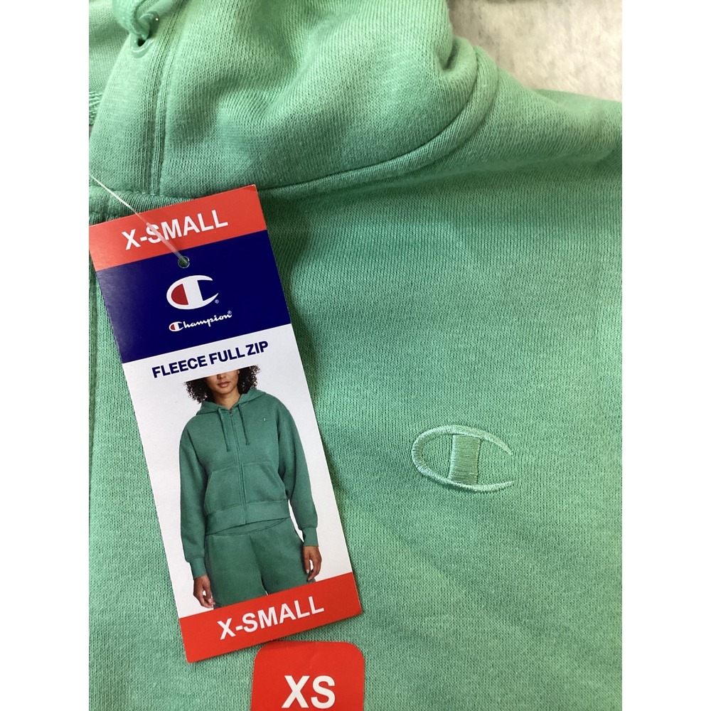 Champion Women XS Mint Green Fleece Full Zip Hoodie Sweatshirt CPW254JK03 NWT - Picture 2 of 4